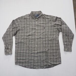 Polo Ralph Lauren Shirt Mens Extra Large Gray Plaid Lowell Sport